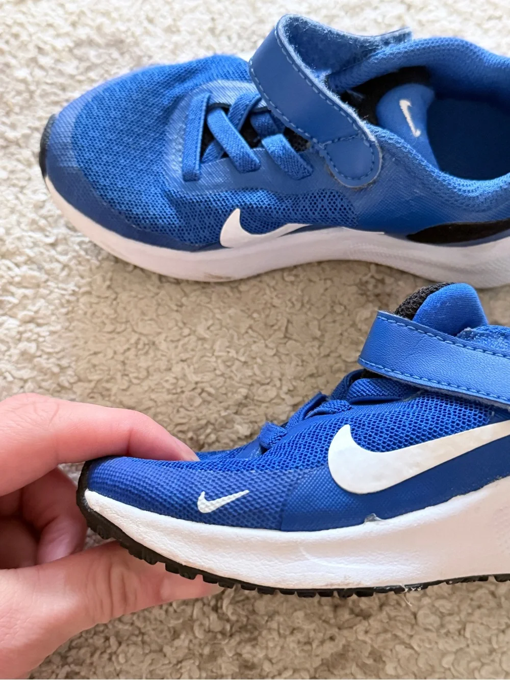 Nike Kids Blue and White Velcro Sneakers